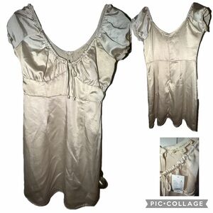 La Hearts Beige Satin Mini Dress